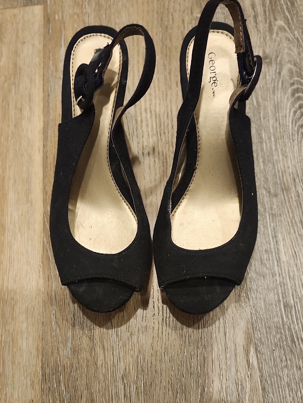 George Black Open-Toe Slingback Heels